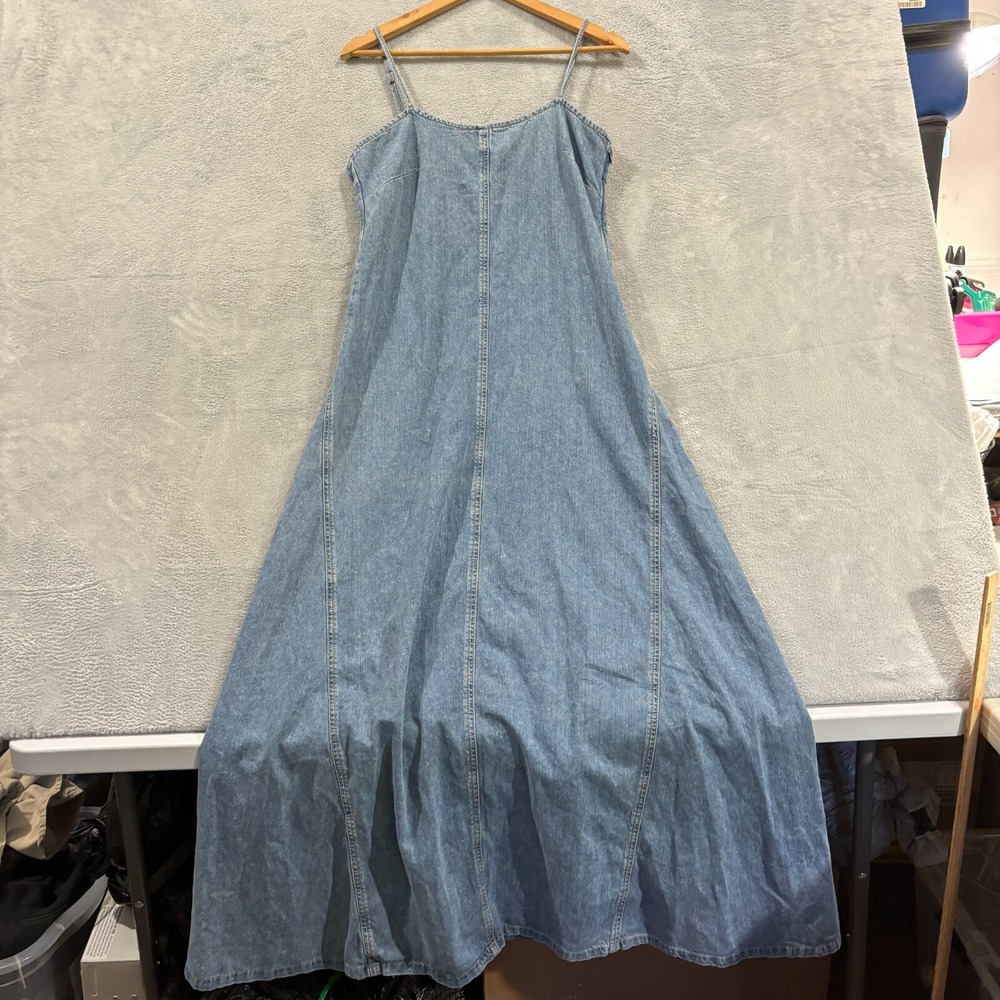 NA-KD Maxi Dress Women's EU 36, US S-M Denim Light Blue Straps Y2K Cotton NWT